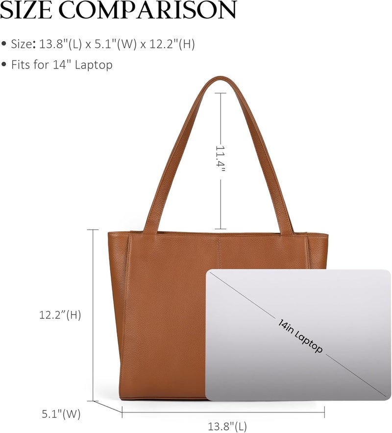 befen Genuine Leather Tote Bag for Women Work, Women's Leather Shoulder Bags Purses Satchel Handbags with Laptop Compartment - Image 3